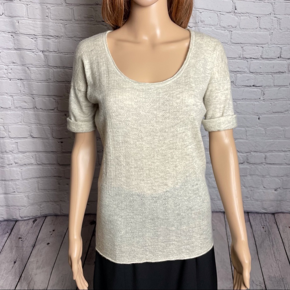 CLUB MONACO Cashmere Pullover Short Sleeves HEATHER GREY Size XS